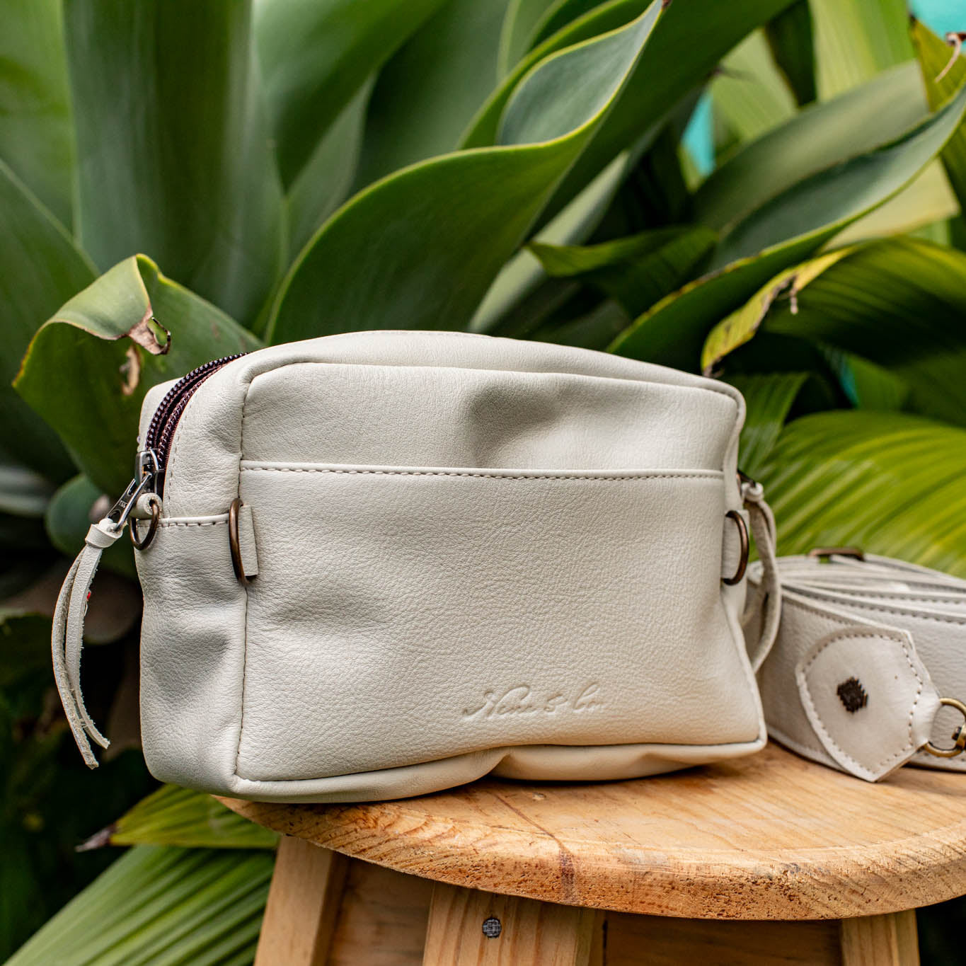 H&S WANDER CROSSBODY SET - OOAK BEADED PANEL - ALABASTER - NO. 17092