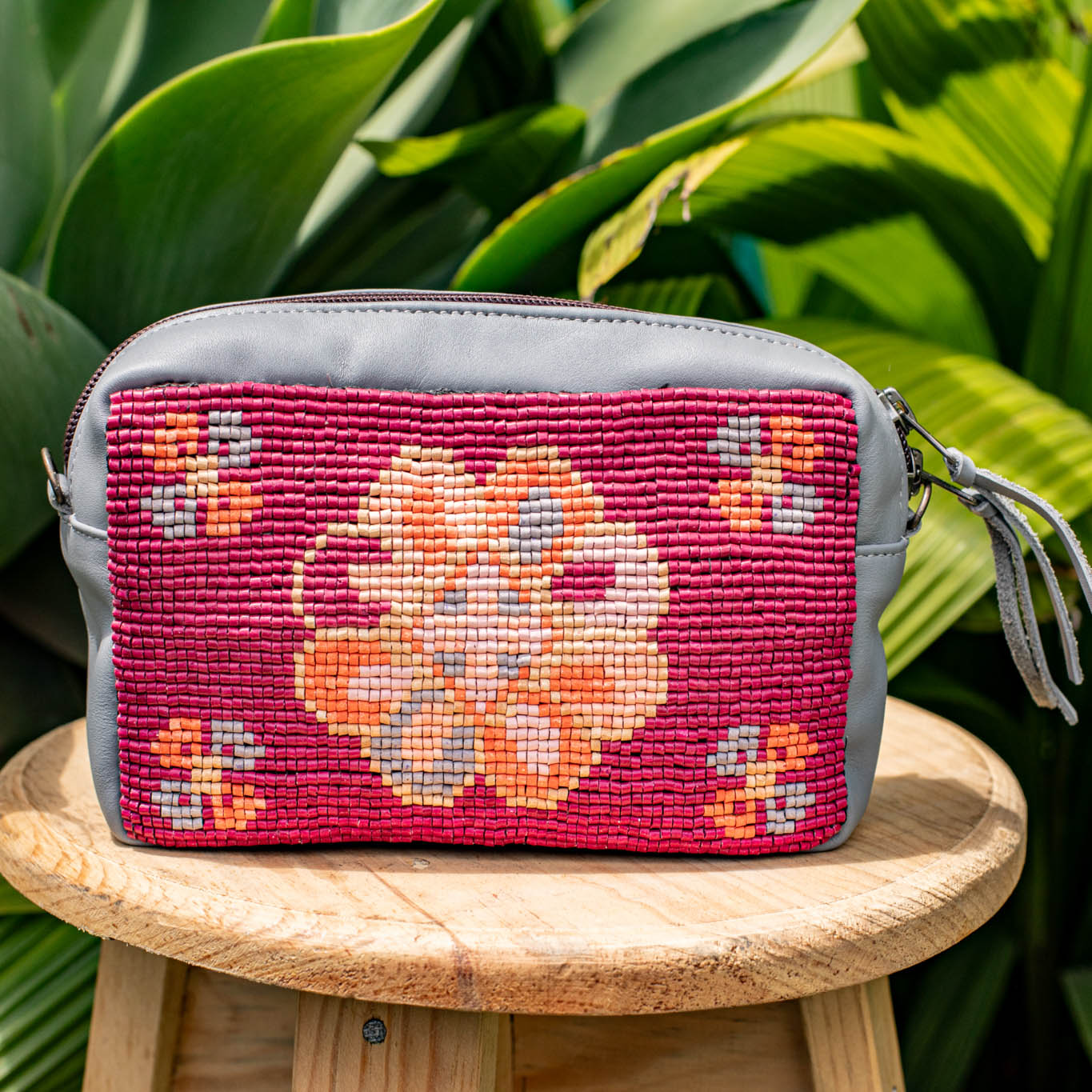 H&S WANDER CROSSBODY SET - OOAK BEADED PANEL - PATINUM - NO. 17088