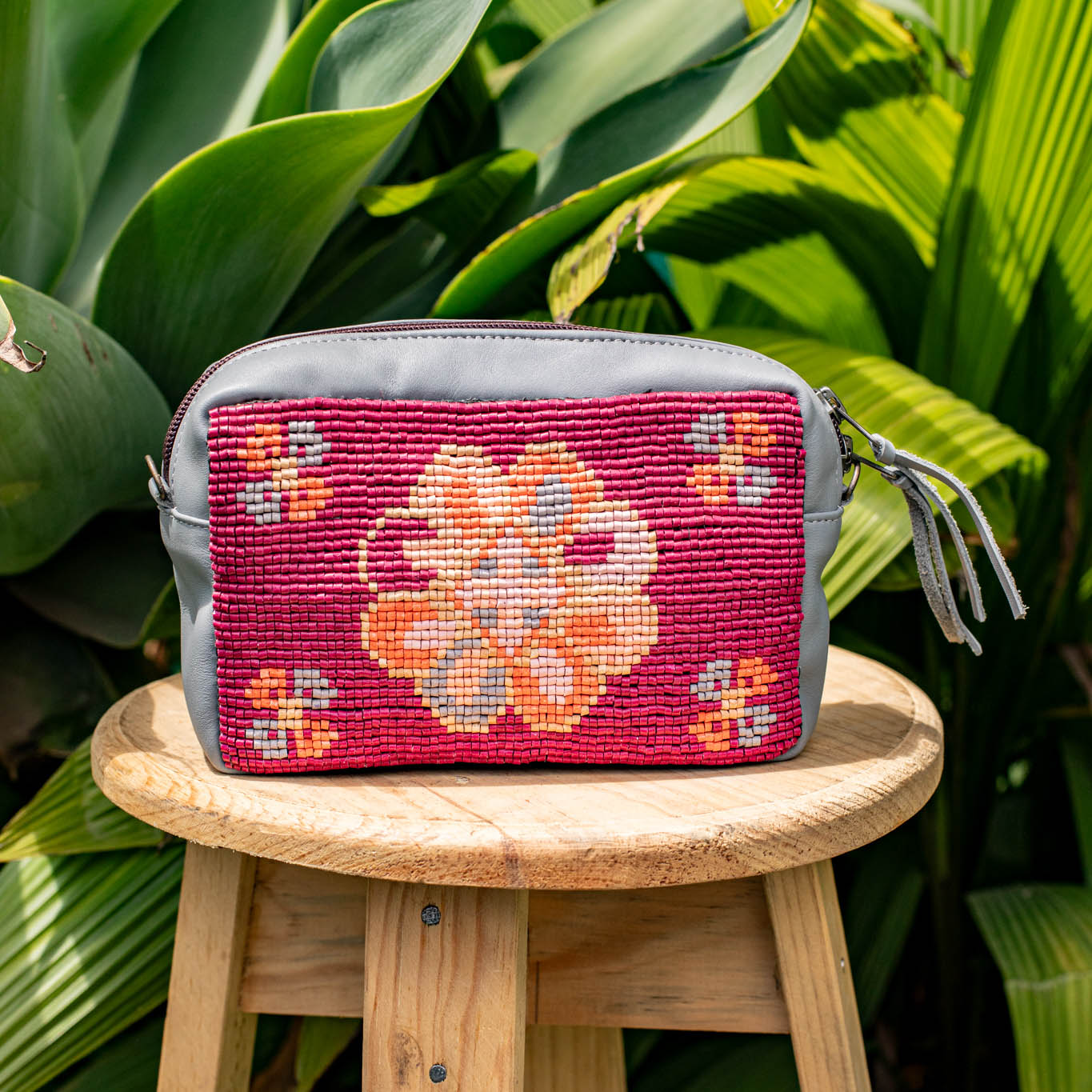 H&S WANDER CROSSBODY SET - OOAK BEADED PANEL - PATINUM - NO. 17088