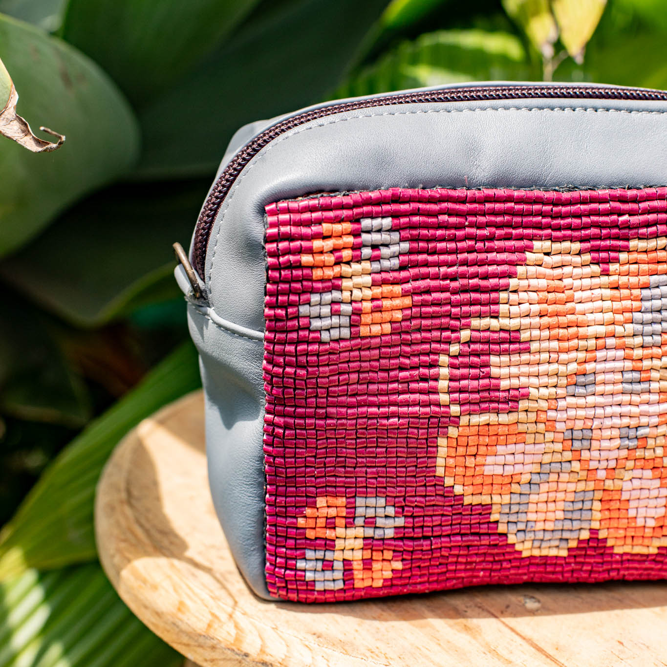 H&S WANDER CROSSBODY SET - OOAK BEADED PANEL - PATINUM - NO. 17088