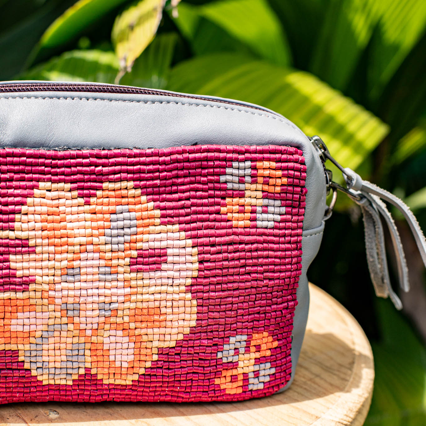 H&S WANDER CROSSBODY SET - OOAK BEADED PANEL - PATINUM - NO. 17088