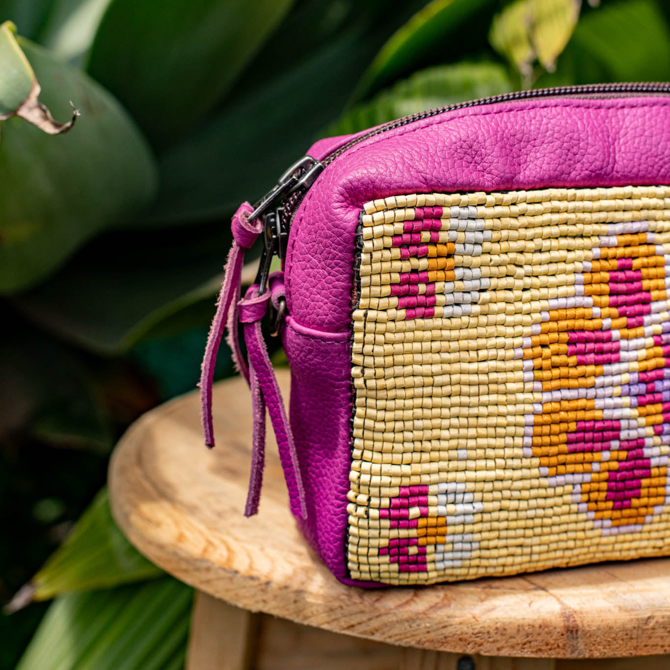 H&S WANDER CROSSBODY SET - OOAK BEADED PANEL - BABY RHINO - NO. 17089