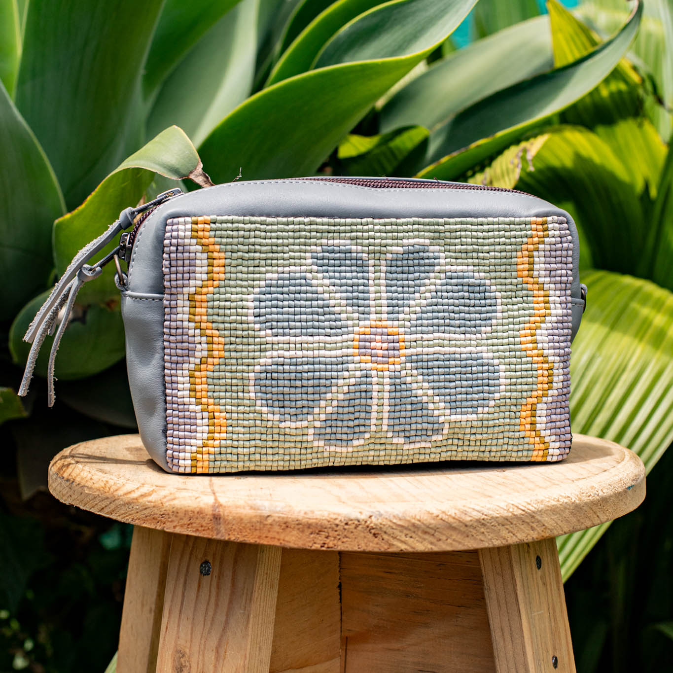 H&S WANDER CROSSBODY SET - OOAK BEADED PANEL - PATINUM - NO. 17082