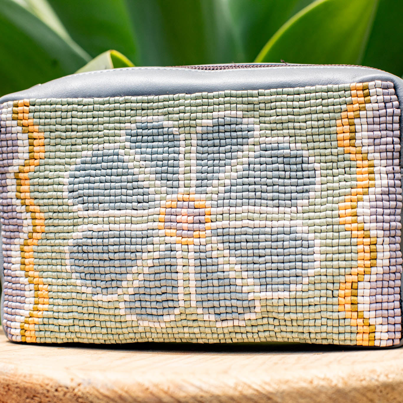 H&S WANDER CROSSBODY SET - OOAK BEADED PANEL - PATINUM - NO. 17082
