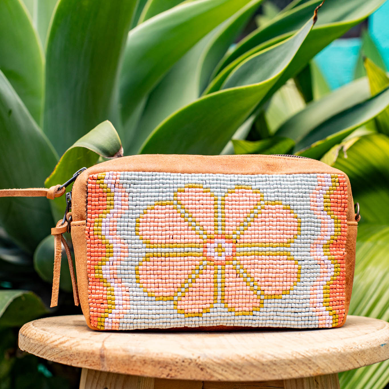 H&S WANDER CROSSBODY SET - OOAK BEADED PANEL - BOURBON - NO. 17083