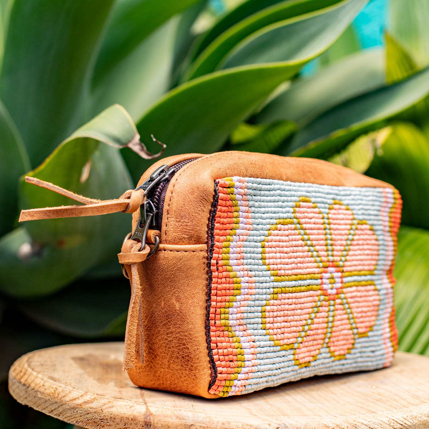H&S WANDER CROSSBODY SET - OOAK BEADED PANEL - BOURBON - NO. 17083