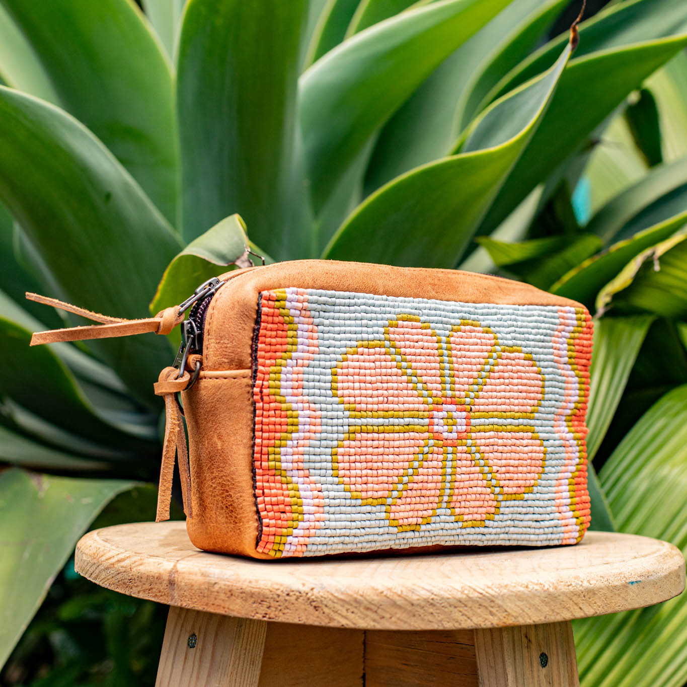H&S WANDER CROSSBODY SET - OOAK BEADED PANEL - BOURBON - NO. 17083