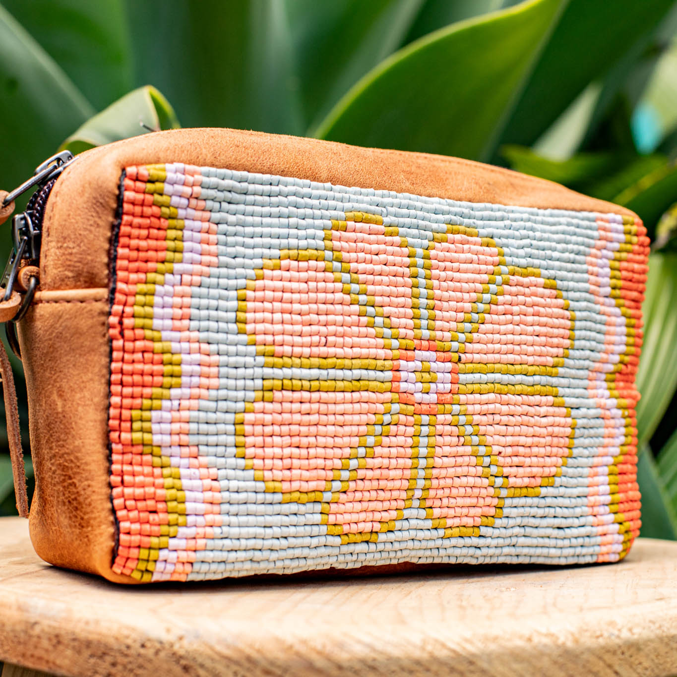 H&S WANDER CROSSBODY SET - OOAK BEADED PANEL - BOURBON - NO. 17083