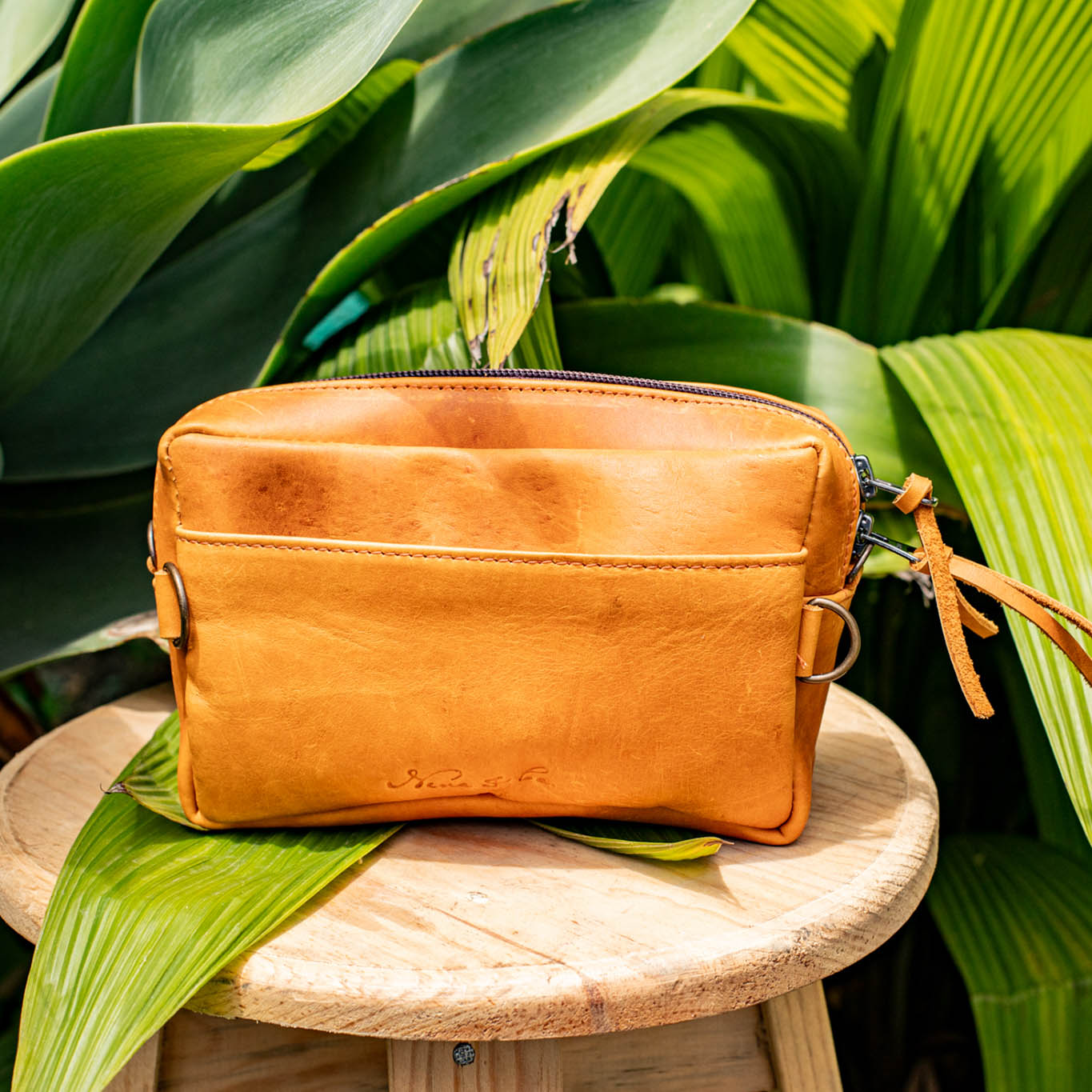 H&S WANDER CROSSBODY SET - OOAK BEADED PANEL - BUTTERSCOTCH - NO. 17113