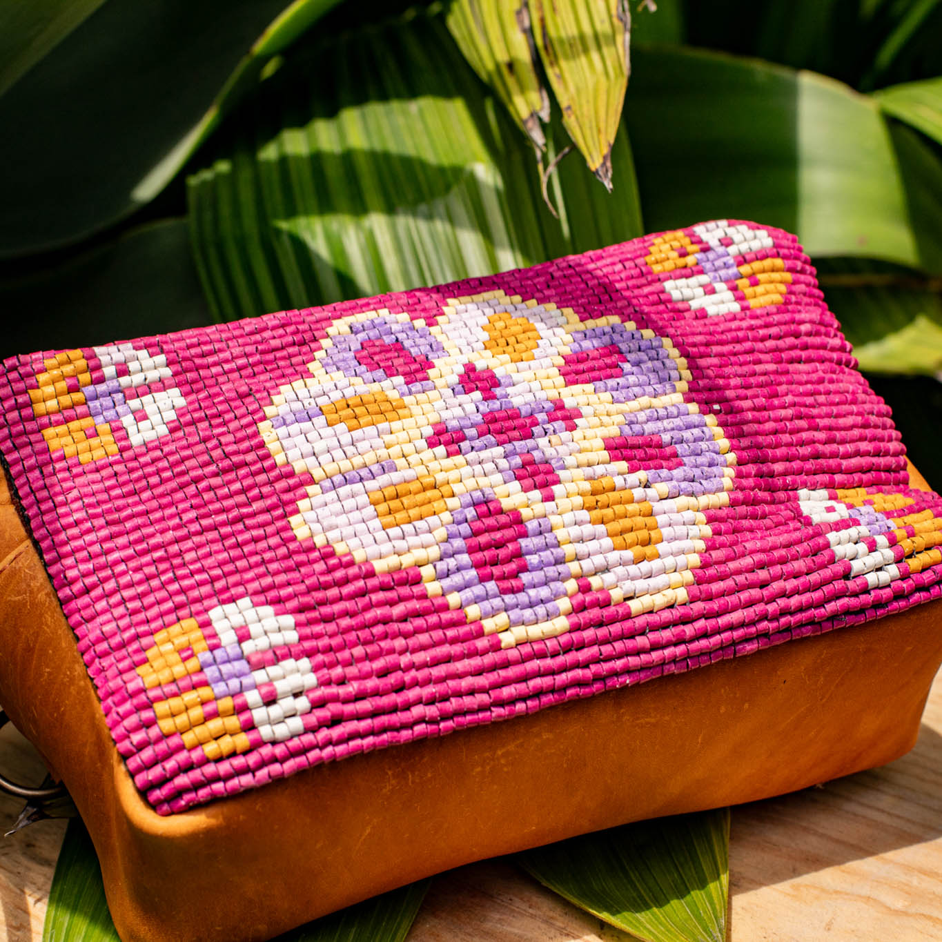 H&S WANDER CROSSBODY SET - OOAK BEADED PANEL - BUTTERSCOTCH - NO. 17113