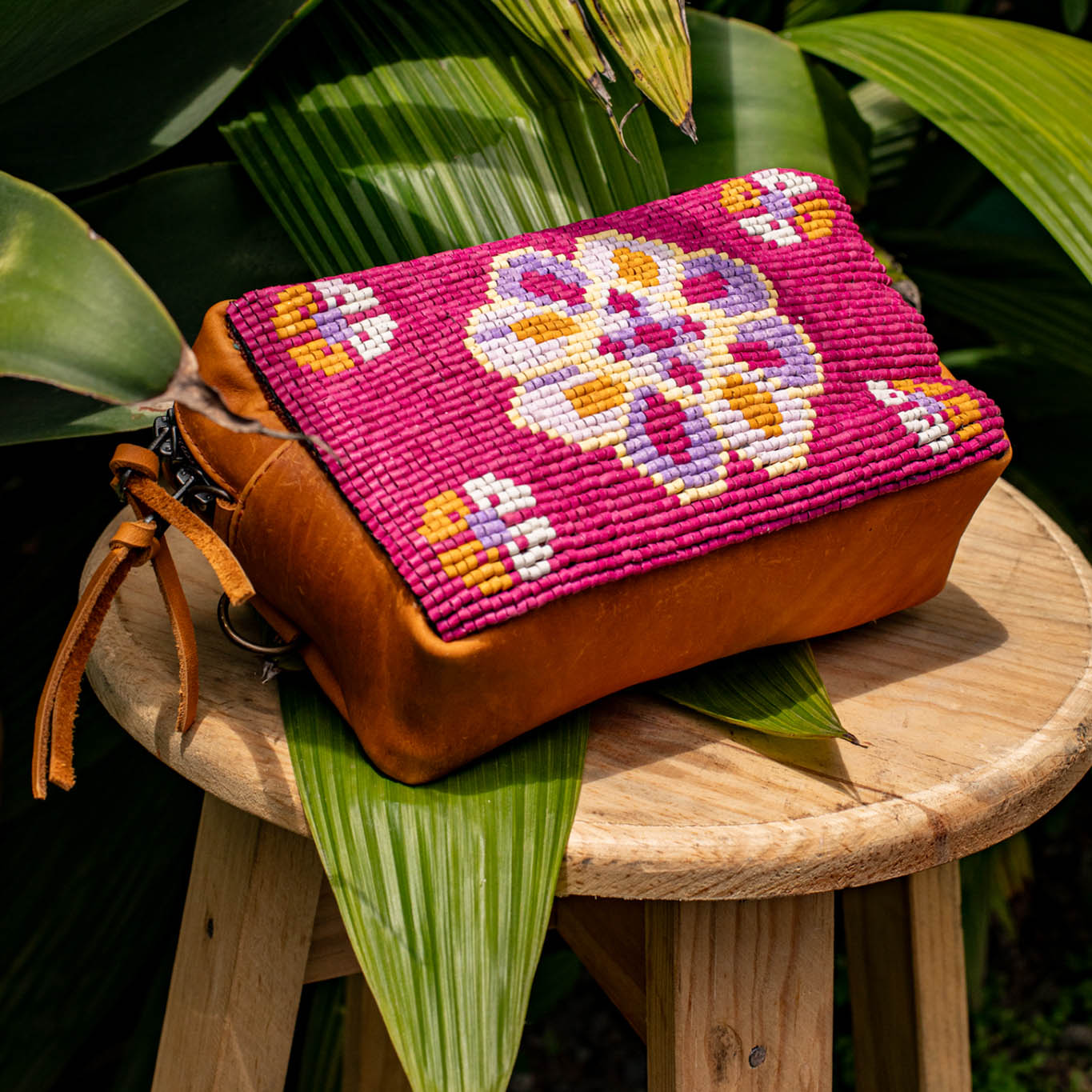 H&S WANDER CROSSBODY SET - OOAK BEADED PANEL - BUTTERSCOTCH - NO. 17113