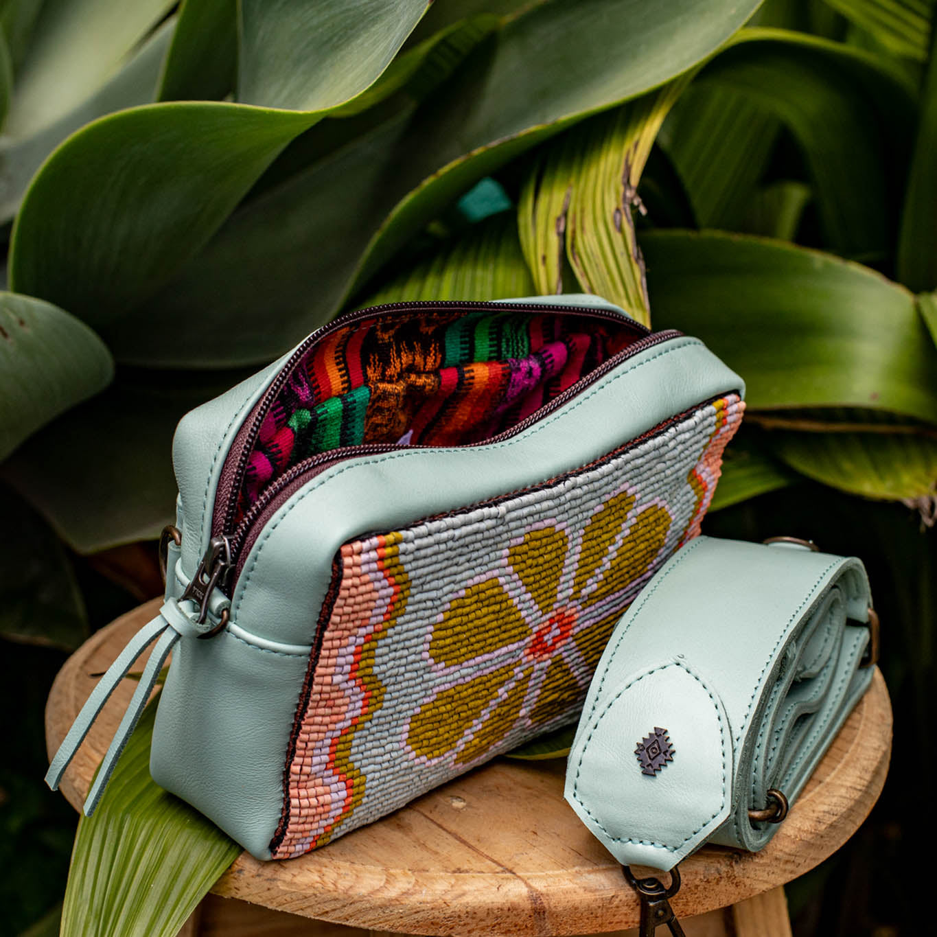 H&S WANDER CROSSBODY SET - OOAK BEADED PANEL - LUCITE - NO. 17108