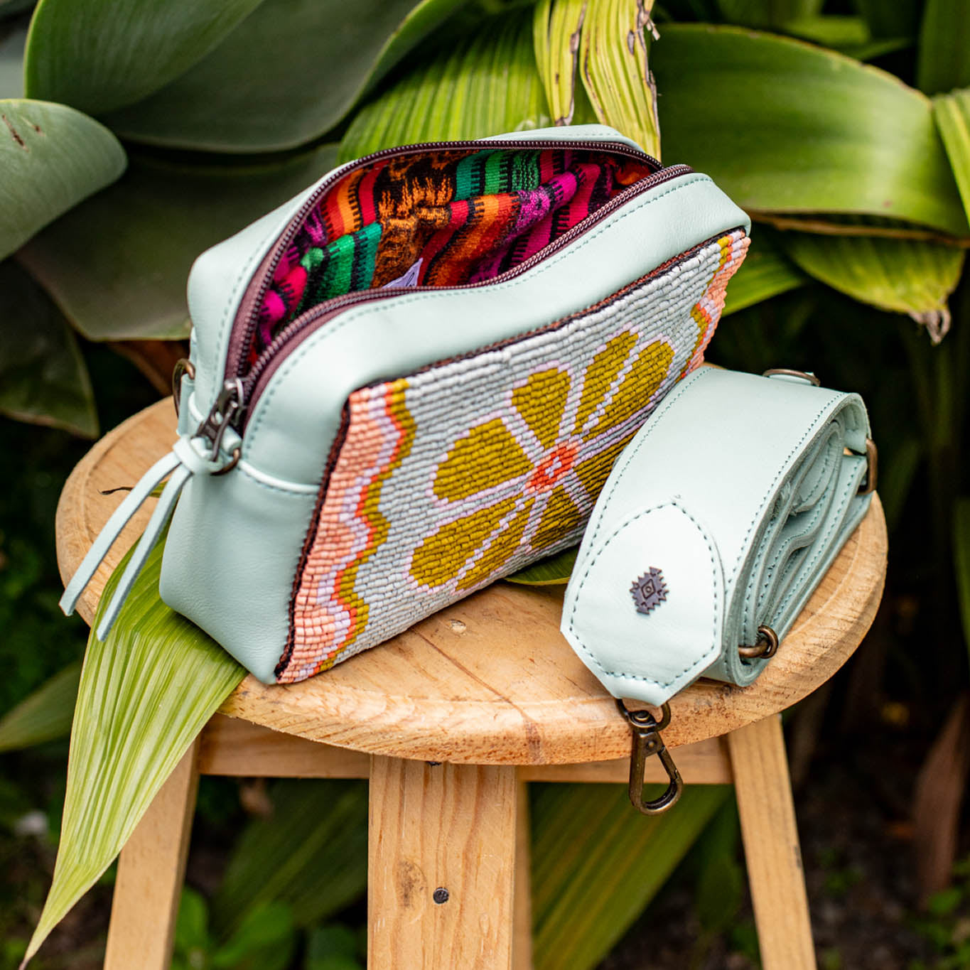 H&S WANDER CROSSBODY SET - OOAK BEADED PANEL - LUCITE - NO. 17108