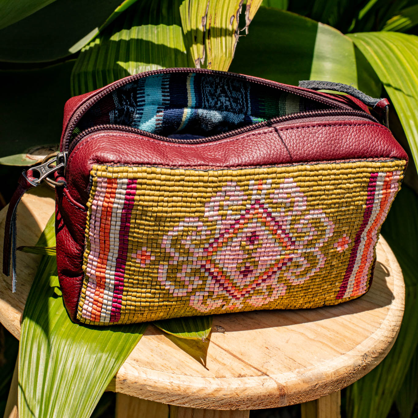 H&S WANDER CROSSBODY SET - OOAK BEADED PANEL - AMARANTH - NO. 17104