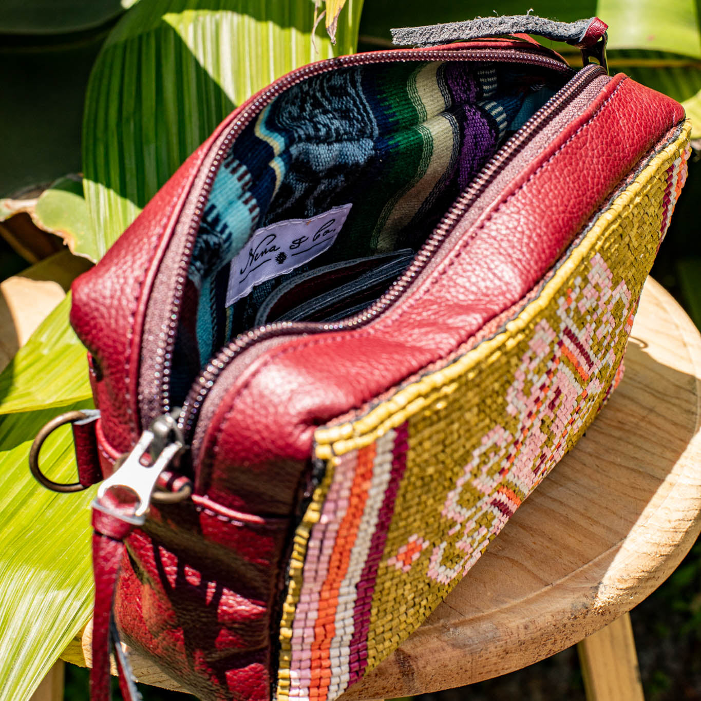 H&S WANDER CROSSBODY SET - OOAK BEADED PANEL - AMARANTH - NO. 17104
