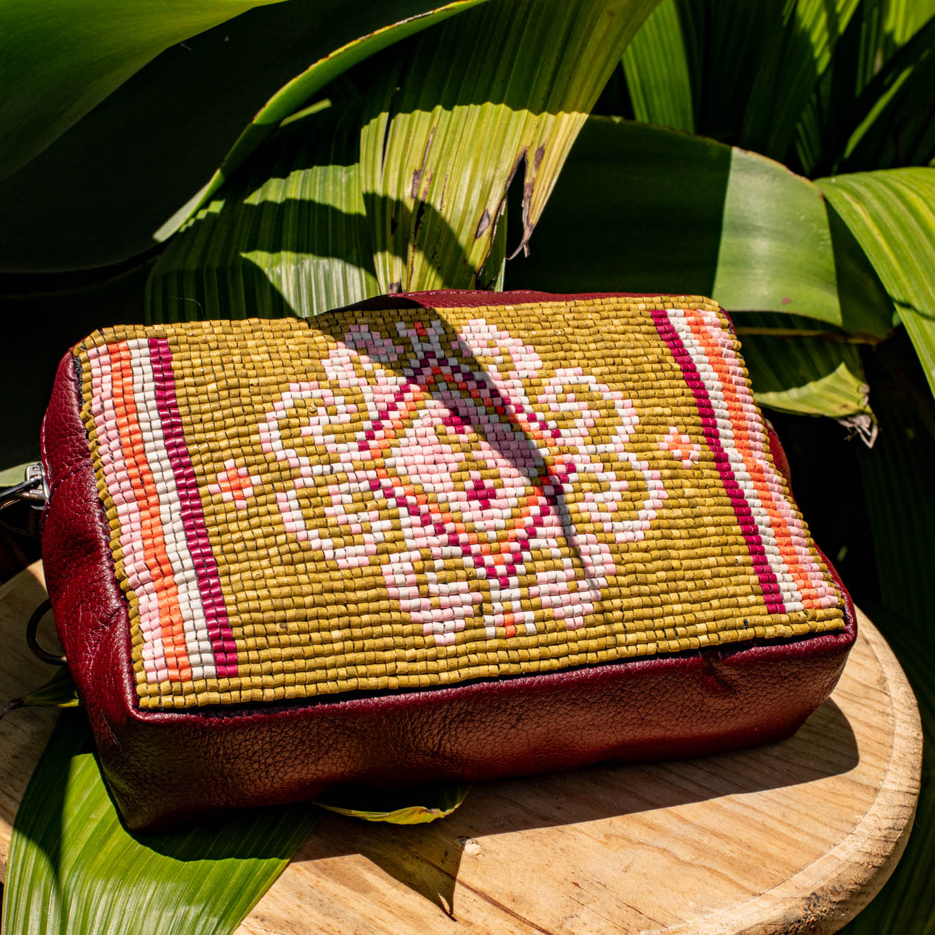 H&S WANDER CROSSBODY SET - OOAK BEADED PANEL - AMARANTH - NO. 17104