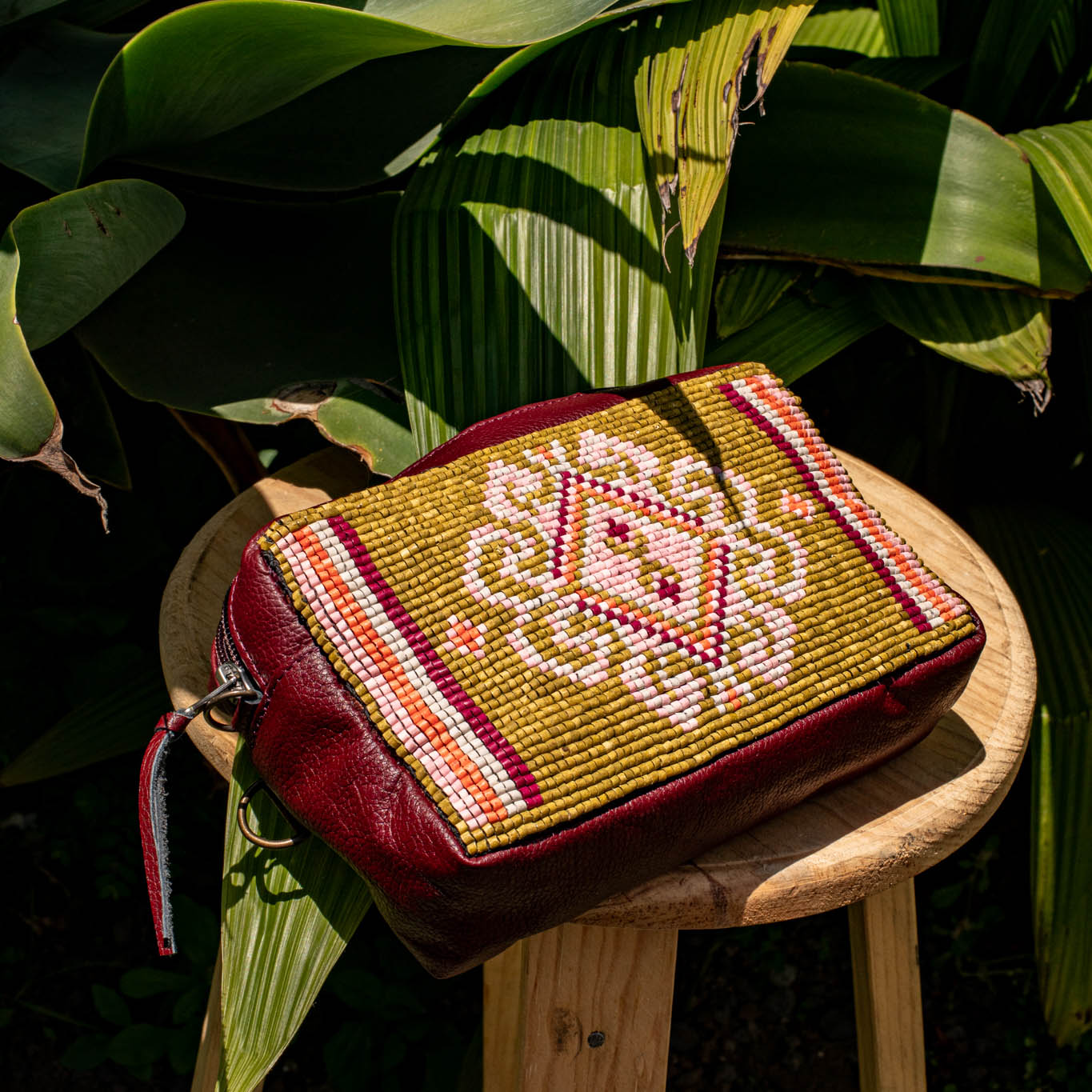 H&S WANDER CROSSBODY SET - OOAK BEADED PANEL - AMARANTH - NO. 17104