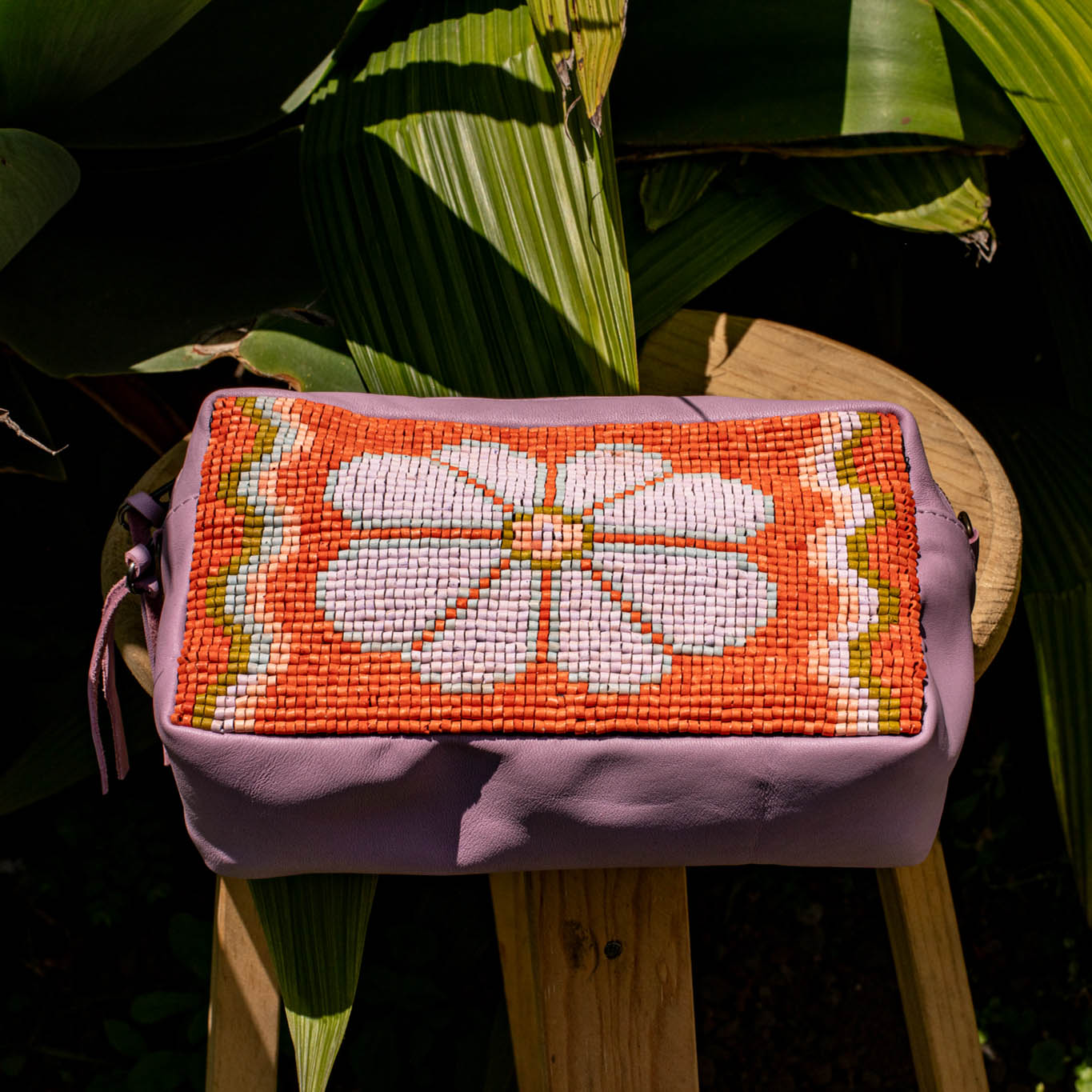 H&S WANDER CROSSBODY SET - OOAK BEADED PANEL - LILAC - NO. 17106