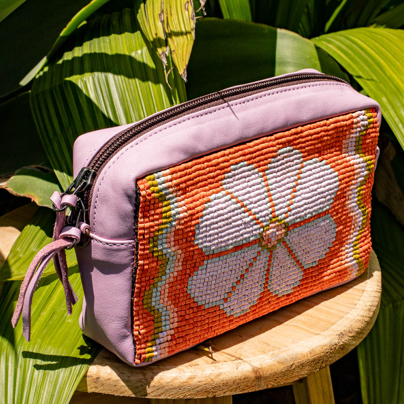 H&S WANDER CROSSBODY SET - OOAK BEADED PANEL - LILAC - NO. 17106