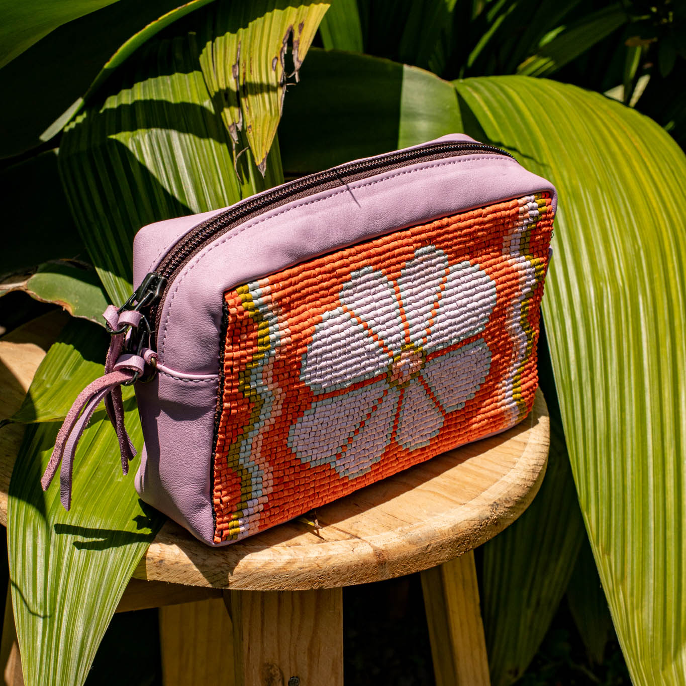 H&S WANDER CROSSBODY SET - OOAK BEADED PANEL - LILAC - NO. 17106