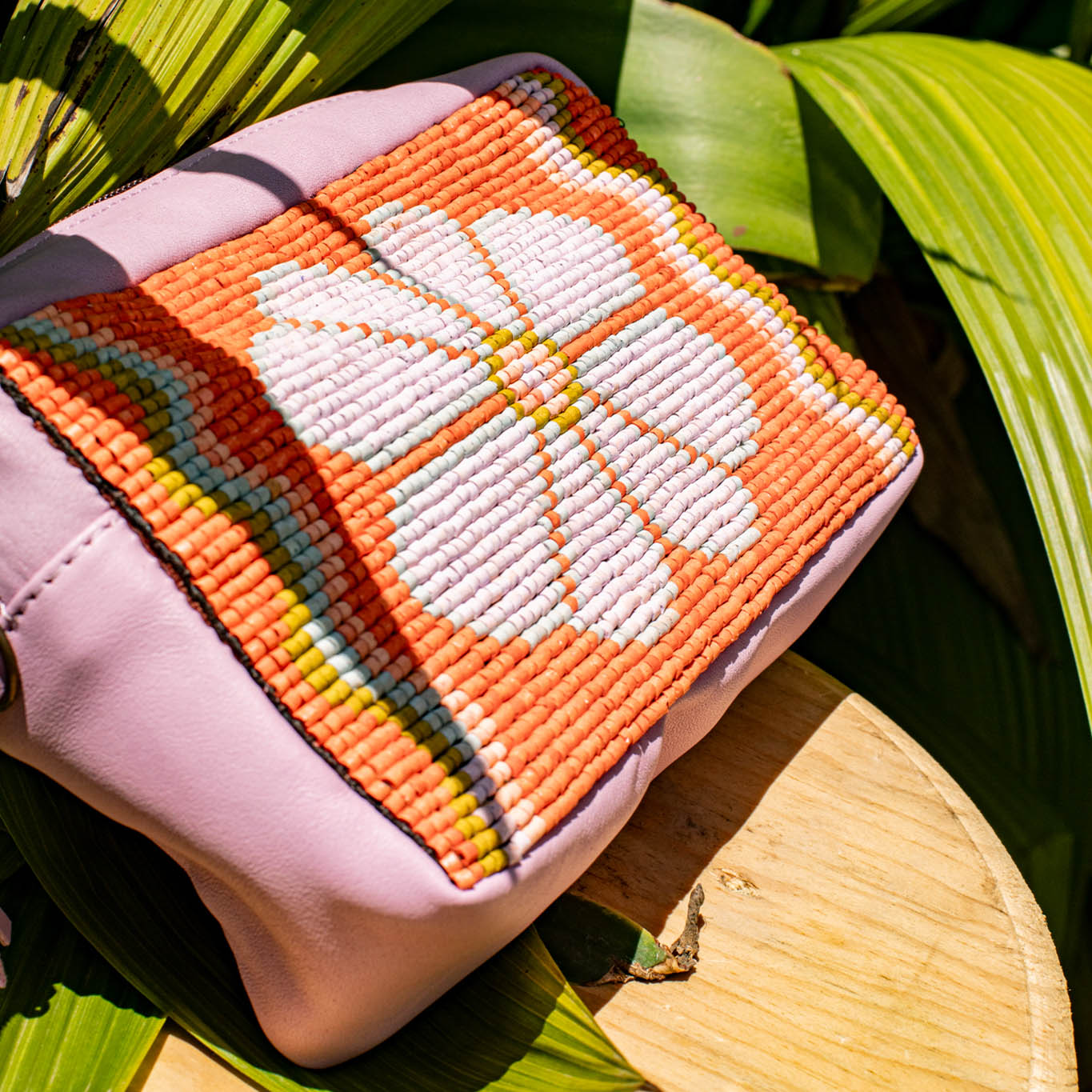 H&S WANDER CROSSBODY SET - OOAK BEADED PANEL - LILAC - NO. 17106