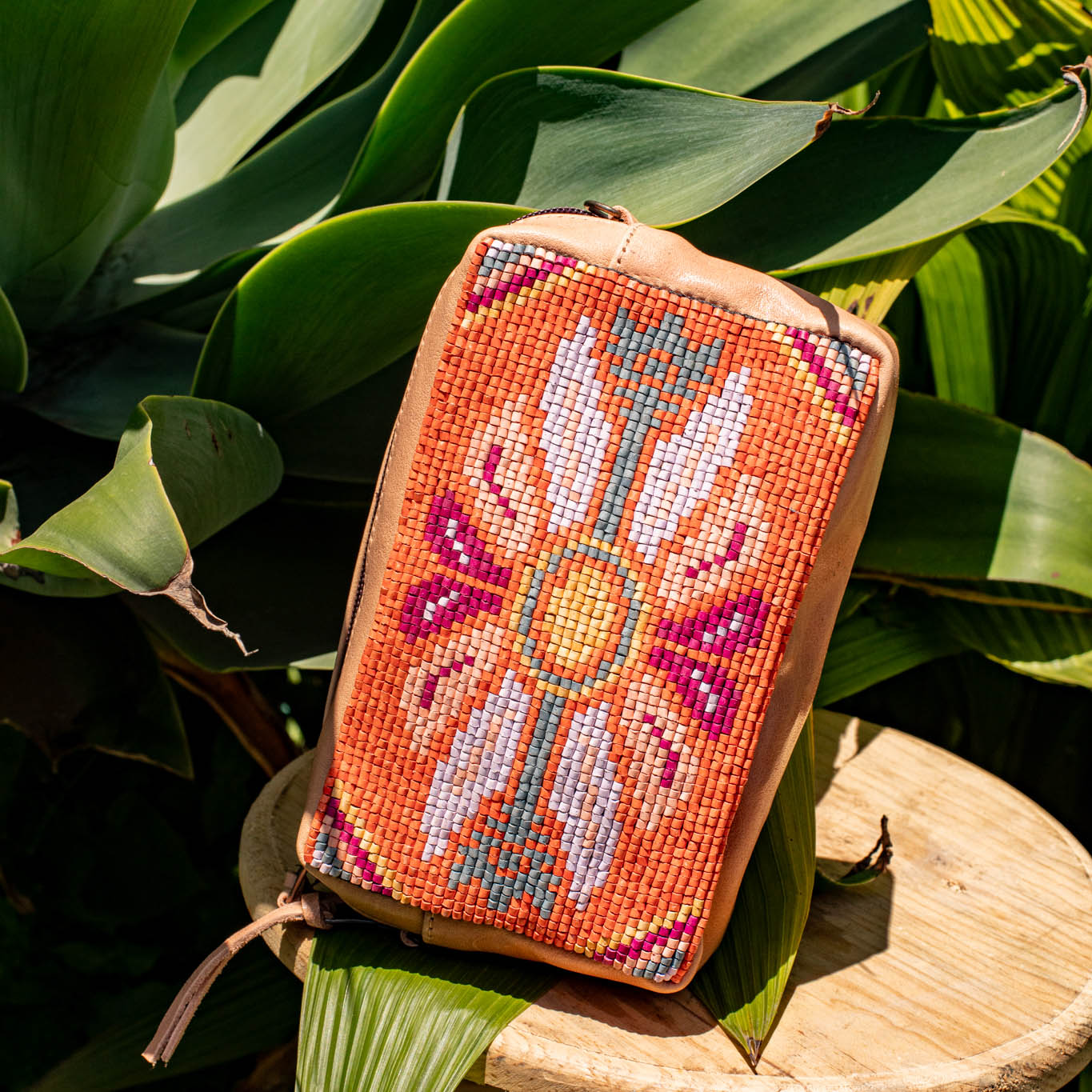 H&S WANDER CROSSBODY SET - OOAK BEADED PANEL - APRICOT - NO. 17110