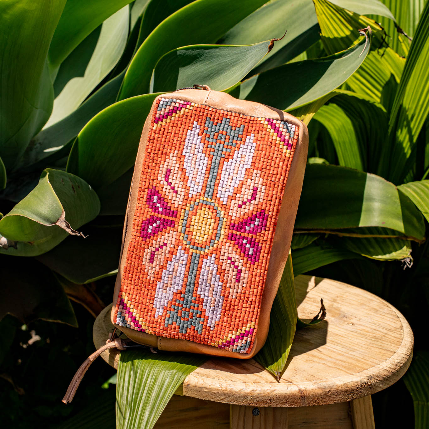 H&S WANDER CROSSBODY SET - OOAK BEADED PANEL - APRICOT - NO. 17110