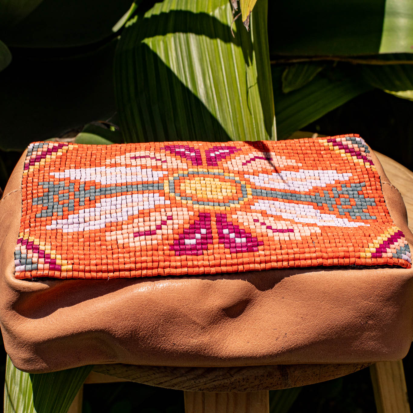 H&S WANDER CROSSBODY SET - OOAK BEADED PANEL - APRICOT - NO. 17110