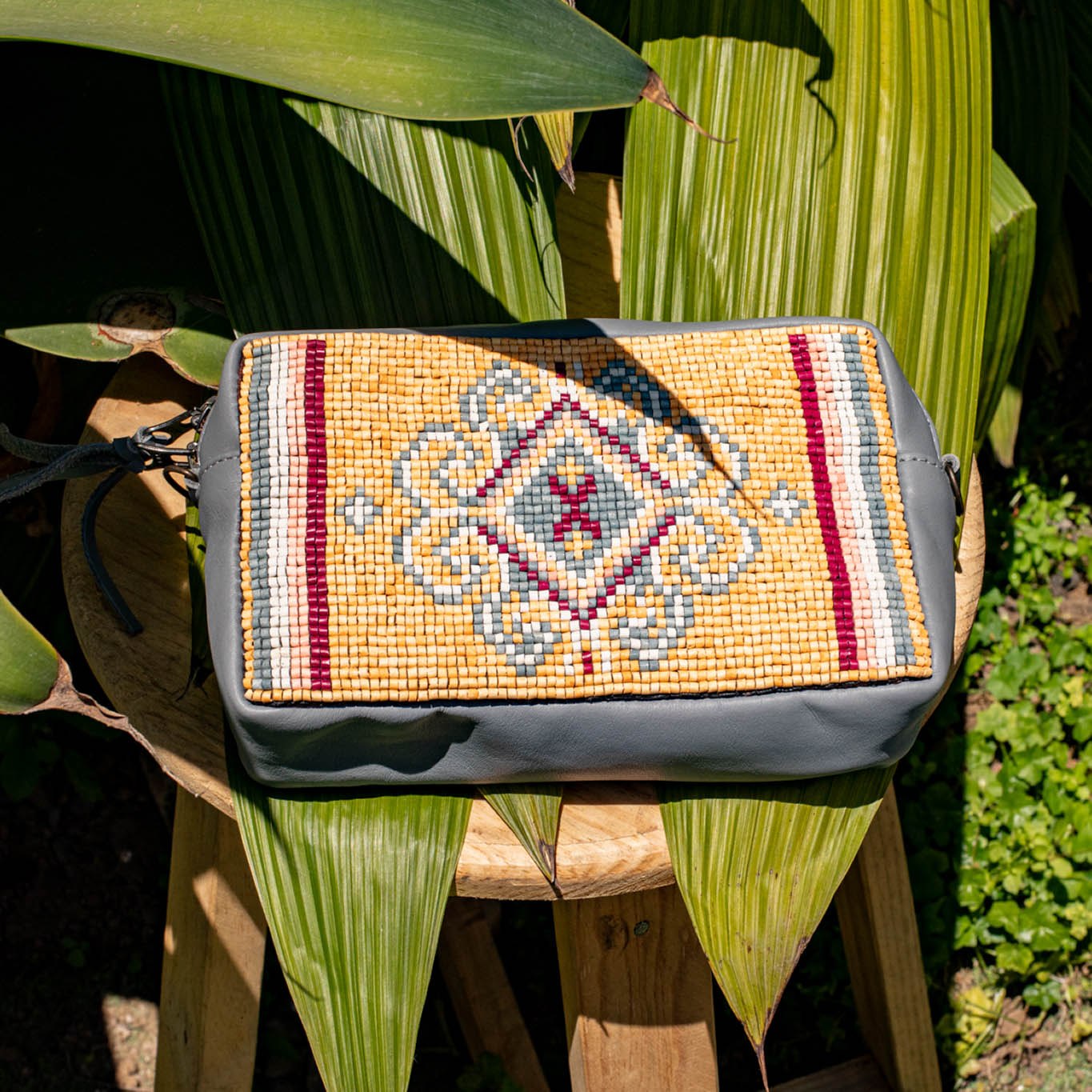 H&S WANDER CROSSBODY SET - OOAK BEADED PANEL - PLATINUM - NO. 17102