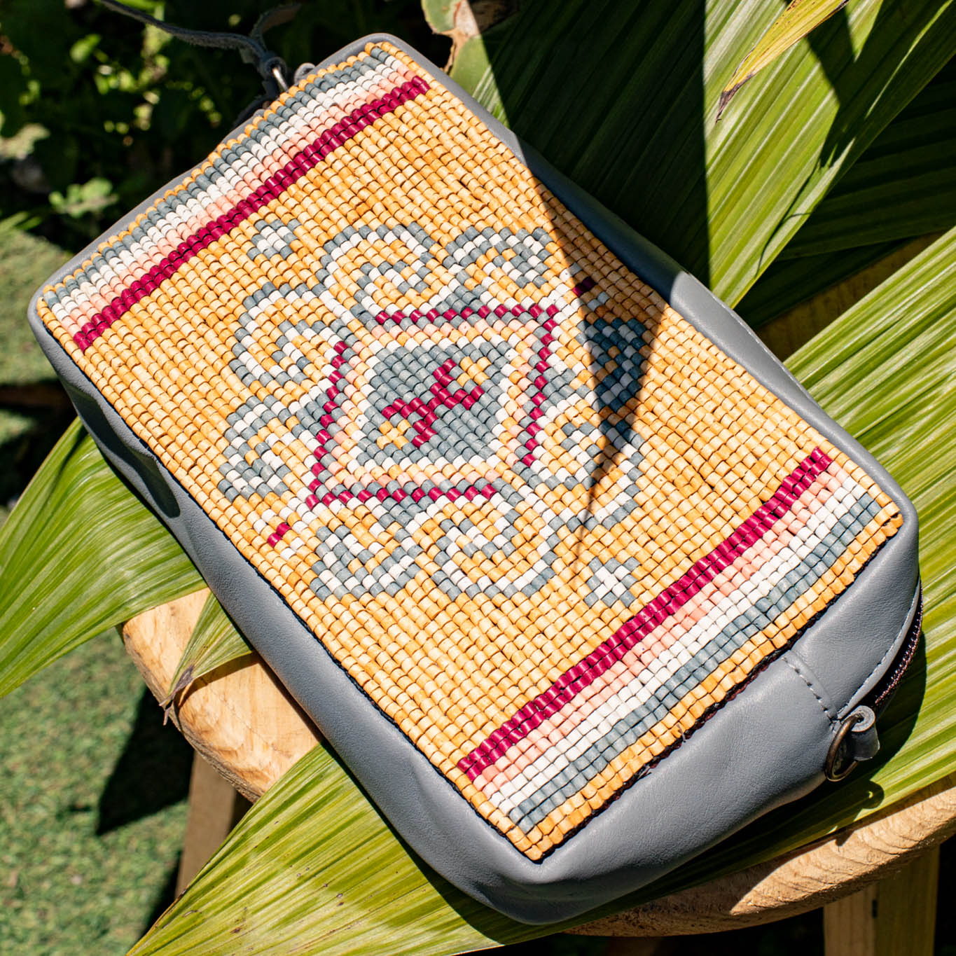 H&S WANDER CROSSBODY SET - OOAK BEADED PANEL - PLATINUM - NO. 17102