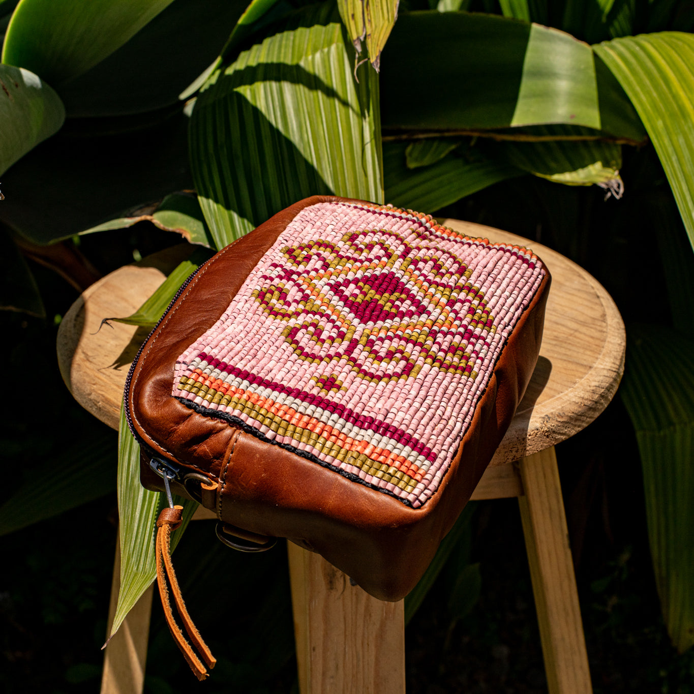 H&S WANDER CROSSBODY SET - OOAK BEADED PANEL - CAFE - NO. 17123