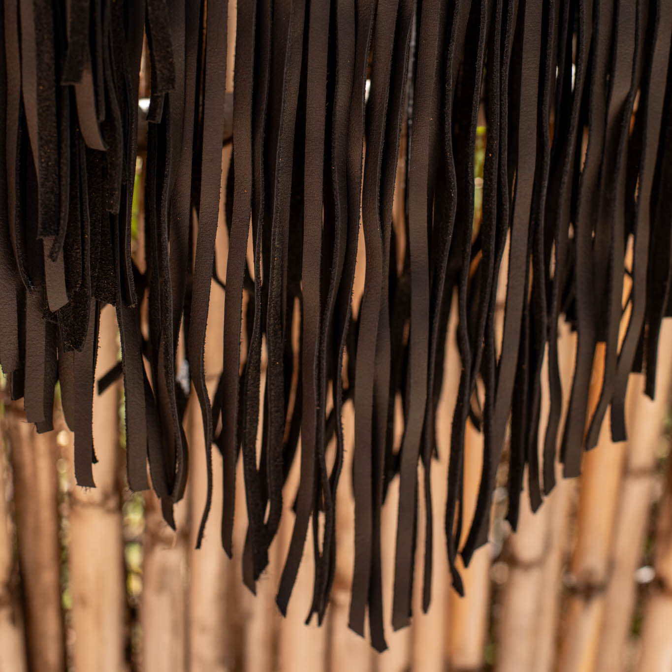 SMALL BOHO FRINGE SADDLE BAG - OOAK HUIPIL - BLACK - NO. 17143