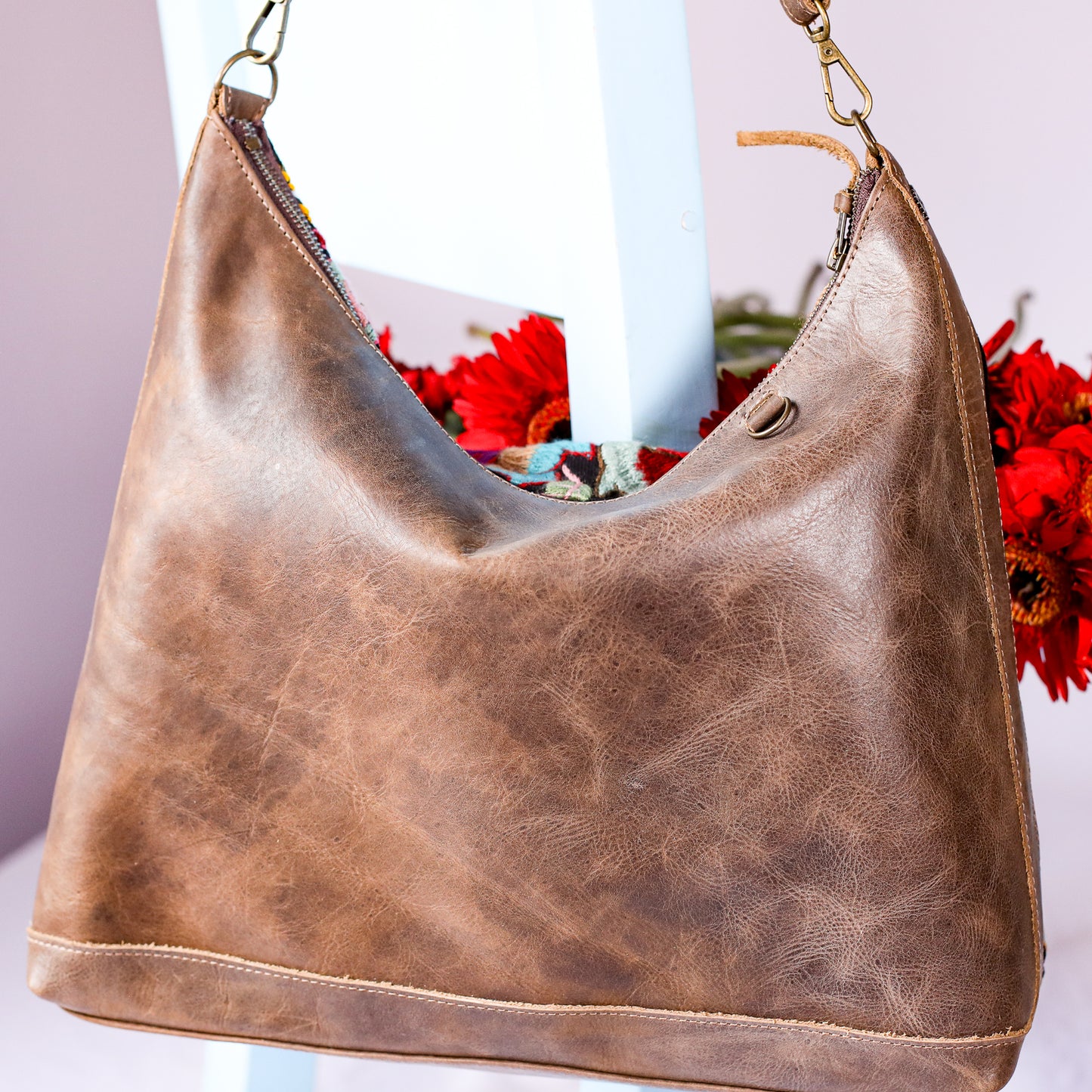PENELOPE BAG - H&S EMBROIDERED FLORAL - FOSSIL - NO. 200576