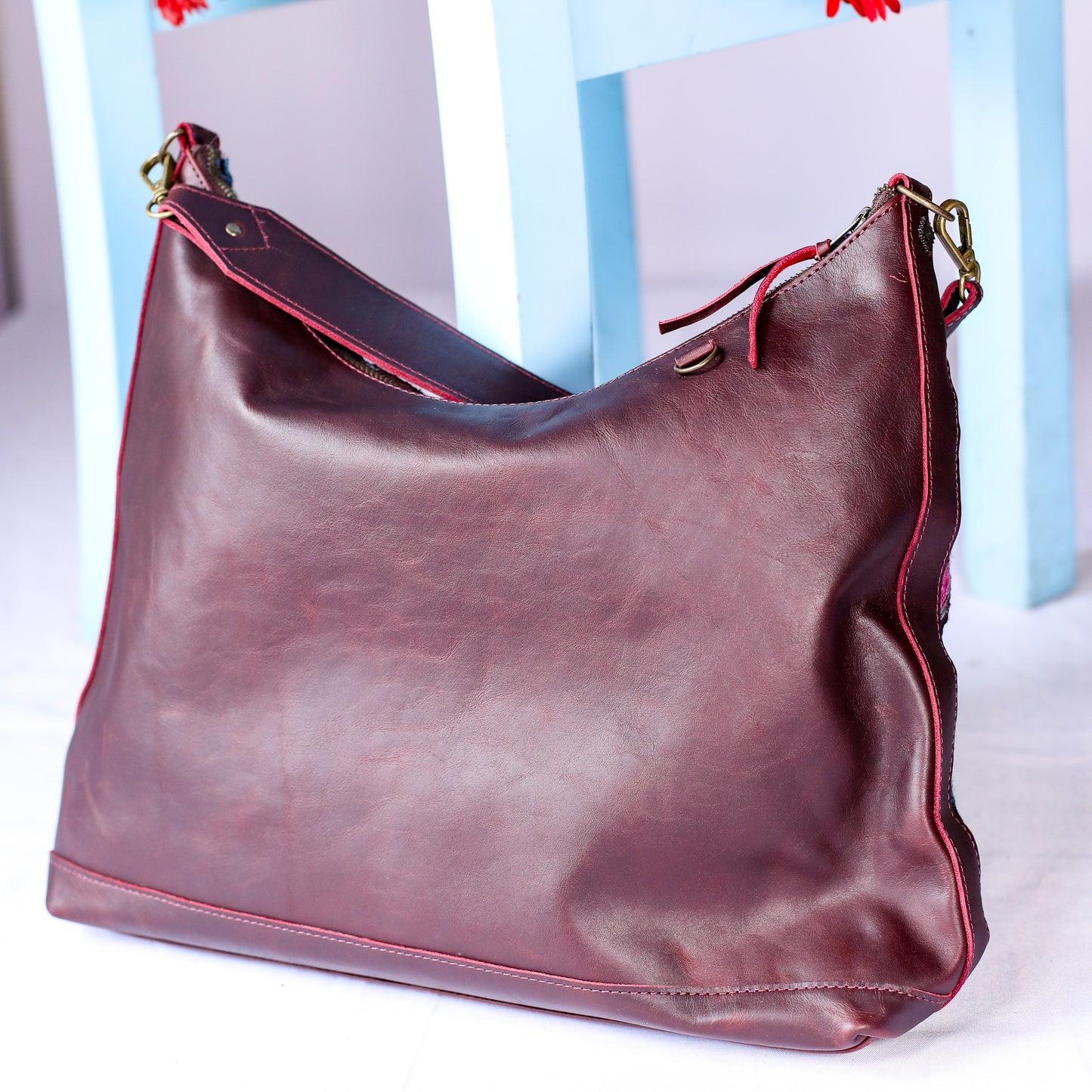 PENELOPE BAG - H&S EMBROIDERED FLORAL - VINO TINTO - NO. 200567