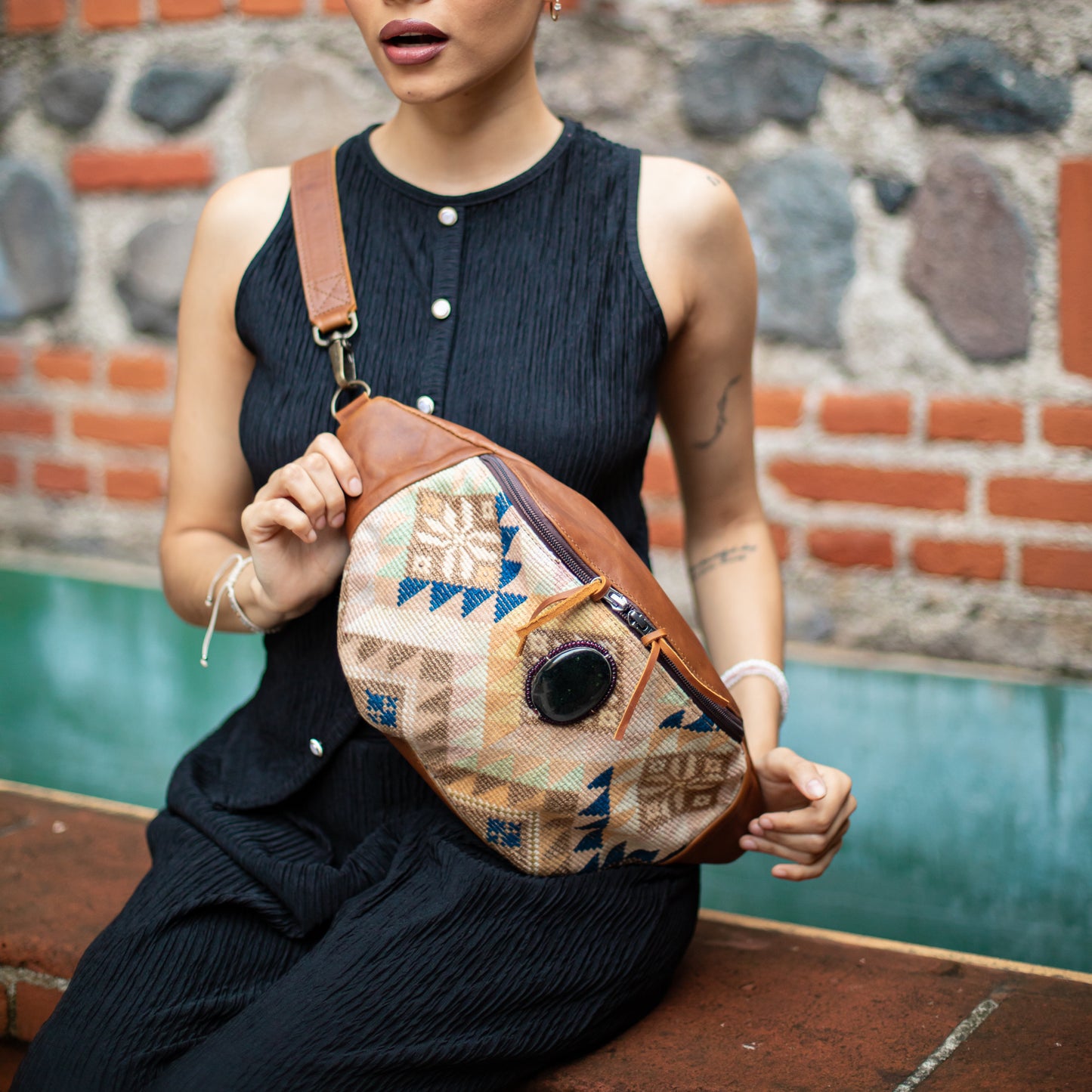 EL DON MANNY PACK WITH JADE - OOAK HUIPIL - CAFE - NO. 18242