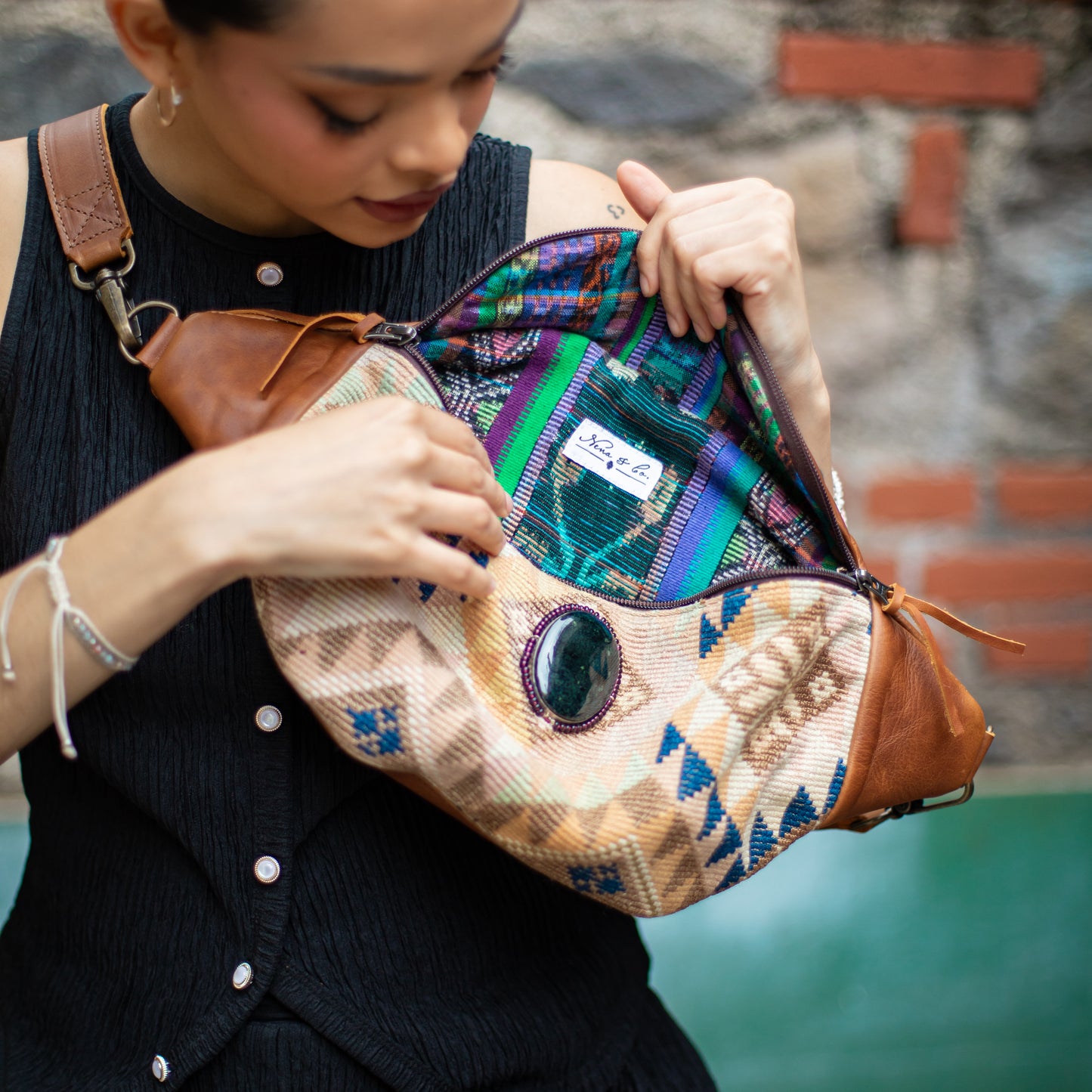 EL DON MANNY PACK WITH JADE - OOAK HUIPIL - CAFE - NO. 18242