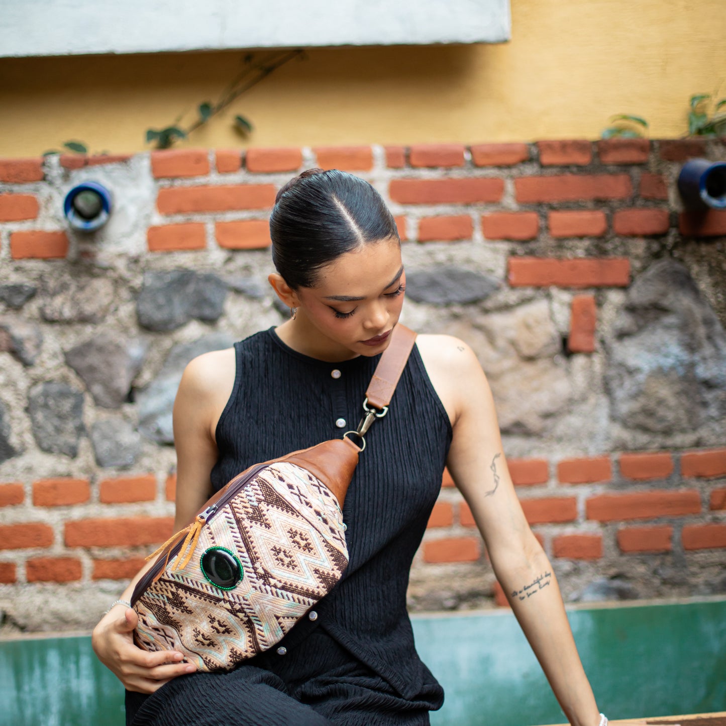 EL DON MANNY PACK WITH JADE - OOAK HUIPIL - CAFE - NO. 18240