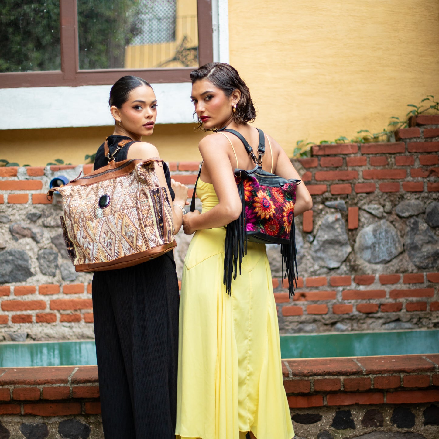 BEATRIZ MINI CDB WITH FRINGE - OOAK HUIPIL - BLACK - NO. 18230