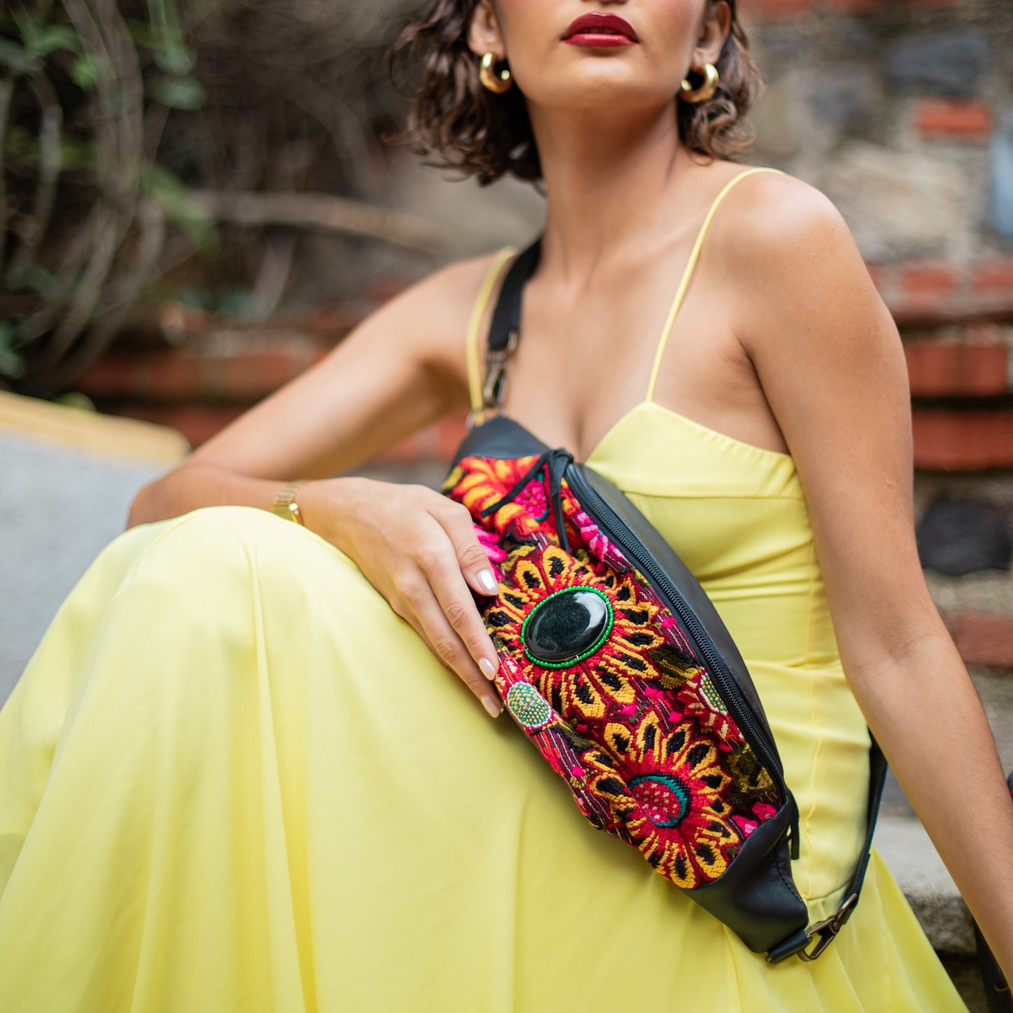 EL DON MANNY PACK WITH JADE - OOAK HUIPIL - BLACK - NO. 18238