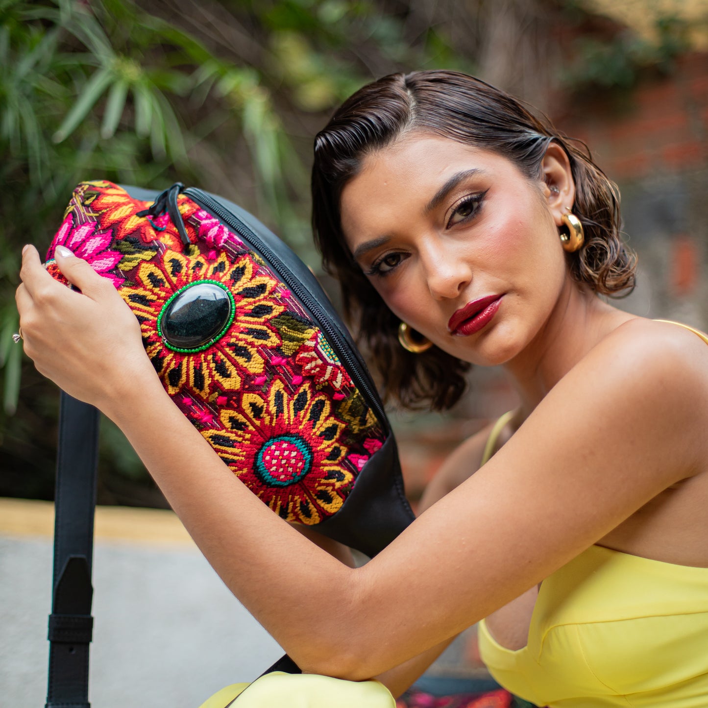 EL DON MANNY PACK WITH JADE - OOAK HUIPIL - BLACK - NO. 18238