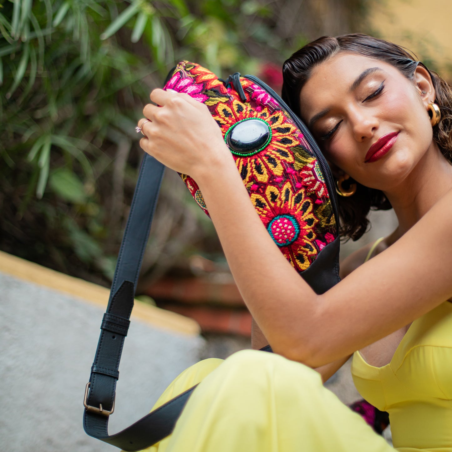 EL DON MANNY PACK WITH JADE - OOAK HUIPIL - BLACK - NO. 18238