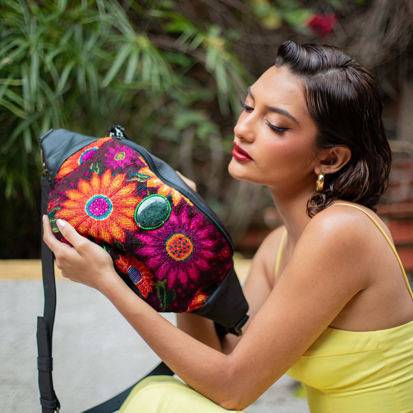 EL DON MANNY PACK WITH JADE - OOAK HUIPIL - BLACK - NO. 18239