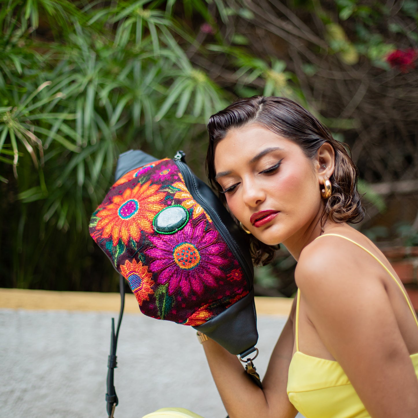 EL DON MANNY PACK WITH JADE - OOAK HUIPIL - BLACK - NO. 18239