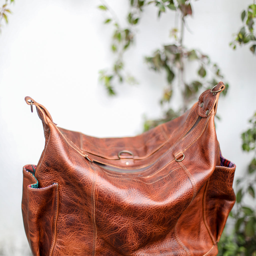 BEATRIZ CONVERTIBLE DAY BAG - FULL LEATHER - HONEY