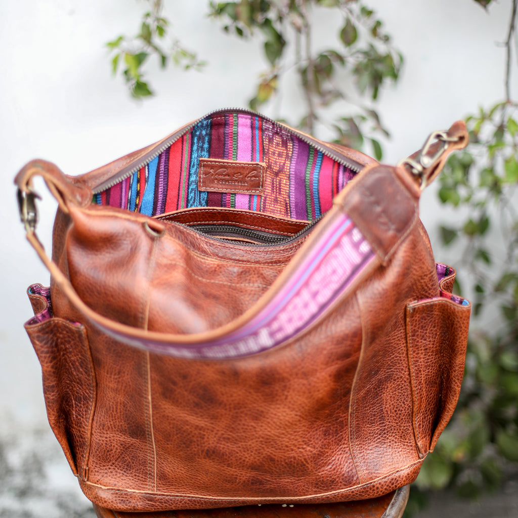 MEDIUM BEATRIZ CONVERTIBLE DAY BAG - FULL LEATHER - HONEY