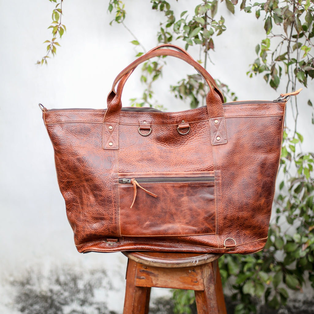 UPDATED PERFECT WEEKENDER - FULL LEATHER - HONEY