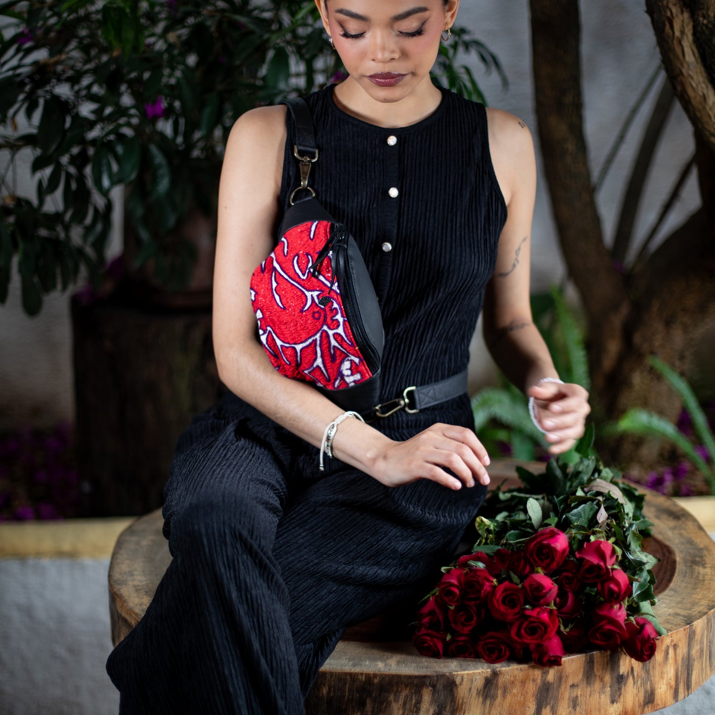 FANCY POUCH - OTOMÍ TEXTILE - BLACK - NO. 18205
