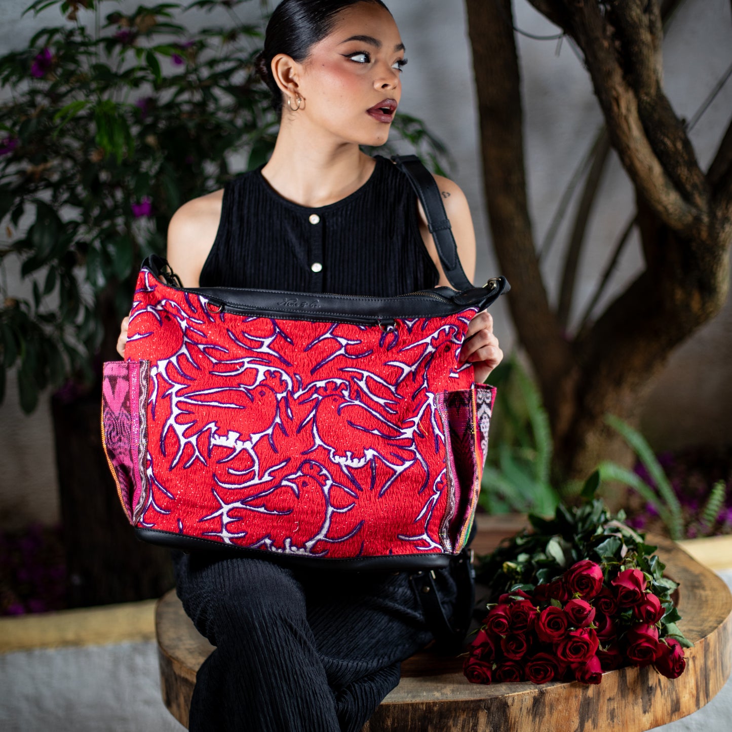 BEATRIZ CDB + DIAMANTE STRAP - OTOMÍ TEXTILE - BLACK - NO. 18194