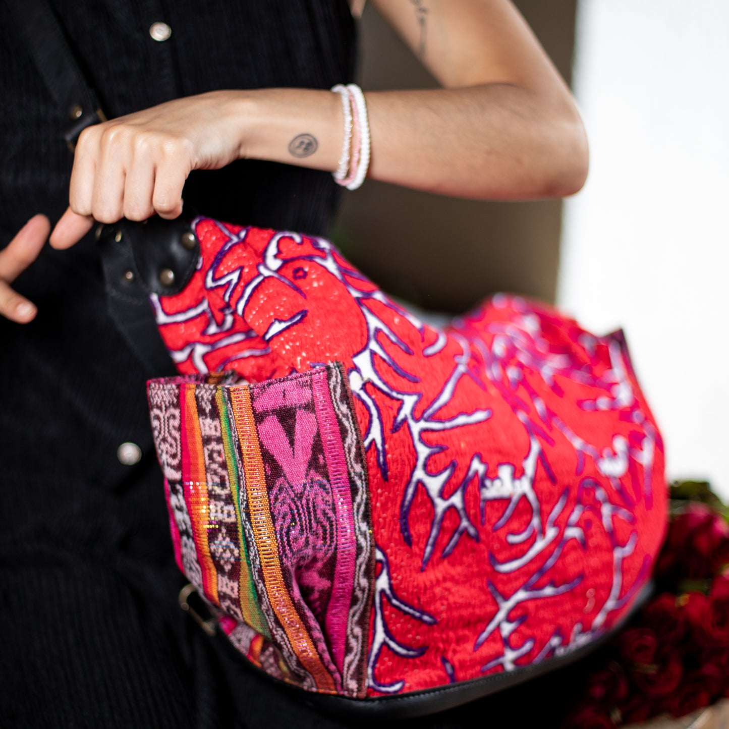BEATRIZ CDB + DIAMANTE STRAP - OTOMÍ TEXTILE - BLACK - NO. 18194