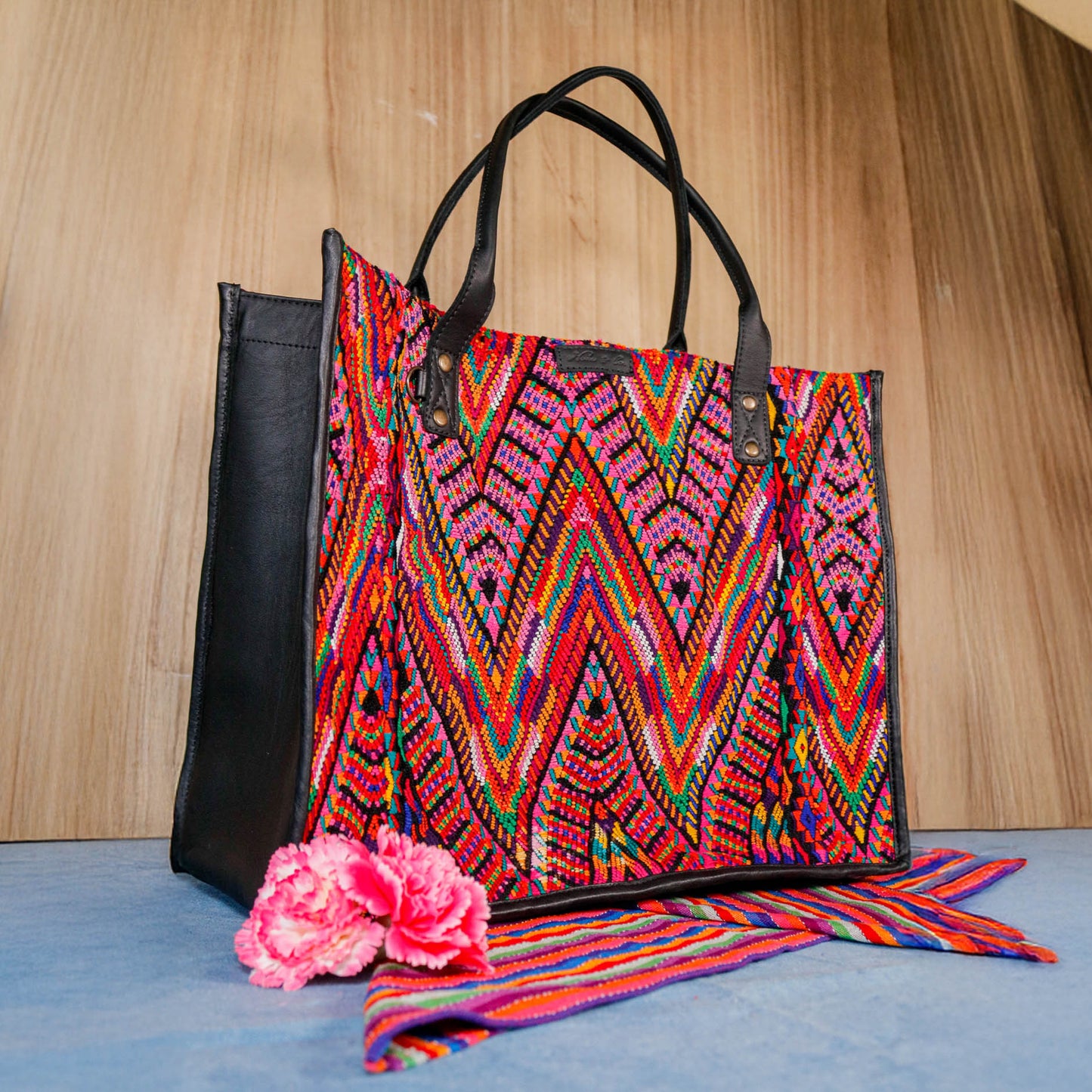 PERFECT TRAVEL TOTE - OOAK HUIPIL - BLACK - NO. 16381